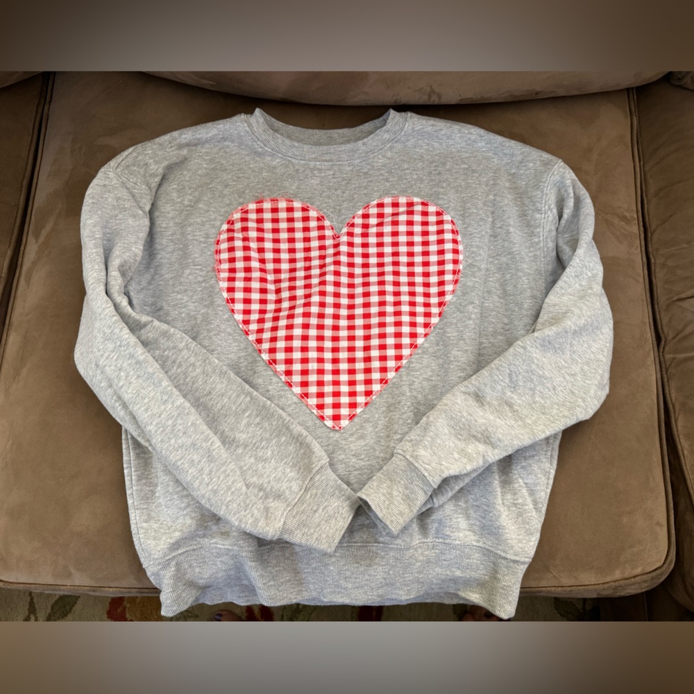 Grayson/Threads Gray Sweatshirt with Red Heart Design
